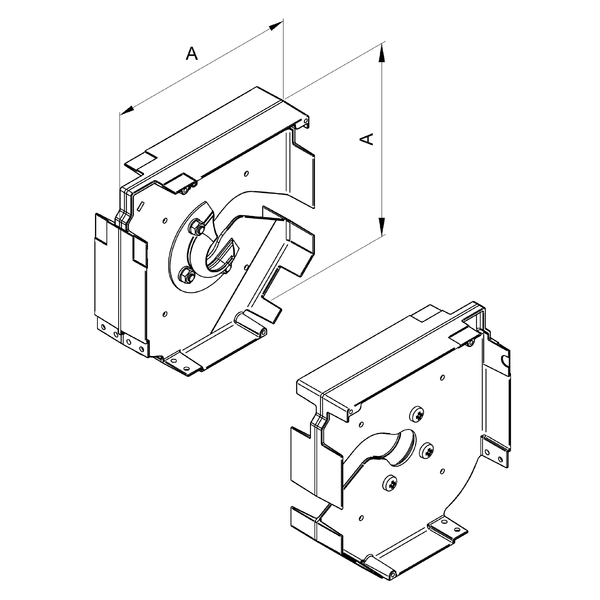 Flasque 45° interne, coaxial - pied type I  